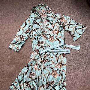 Italian silk print Herion wrap dress, size 42